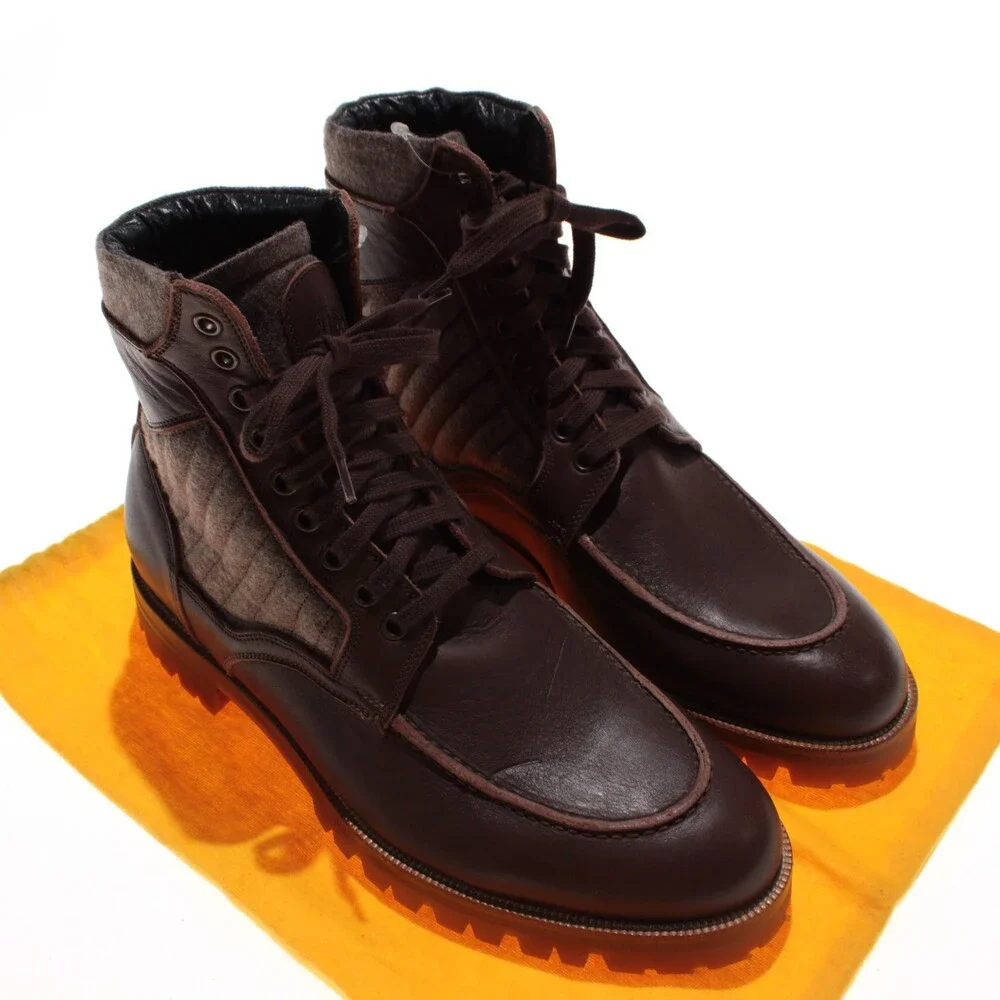 Di Bianco NWOB Lace Up Boots Size 9 US in Brown Leather Made in Italy